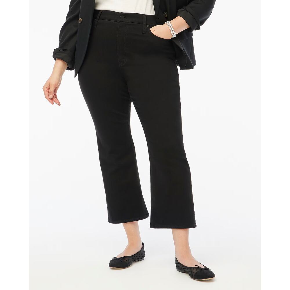NWT J. Crew High-Rise Black Flare Crop Jean in All-Day Stretch Size 35
